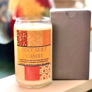 Autumn Candle, Cozy Quilt Candle, Vanilla Bean, Candle and Gift Box, Fall Candle Gift, Holiday Candle, Hostess Gift Candle, Stocking Stuffer image 1