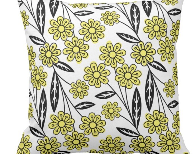 Crazy For Daisies Black and Yellow Throw Pillow