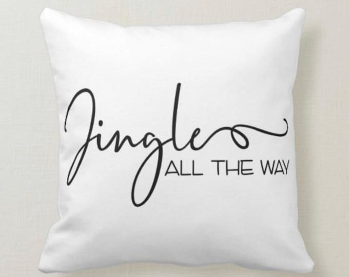 Christmas Pillow, Words "Jingle All the Way" Christmas Song, Santa Claus is coming to town"Two Pillows in One, White, Red Gingham, Music