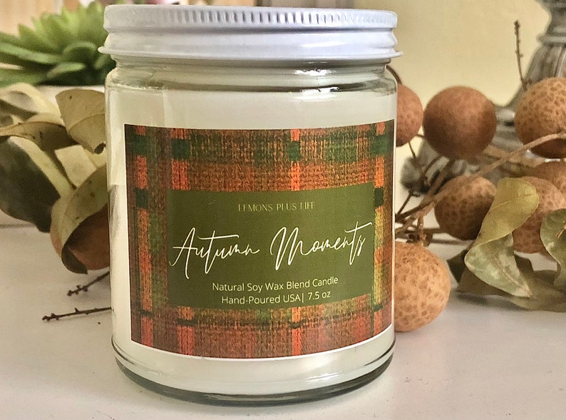 Momentos de otoño Natural Soy Wax Blend Candle 7.5oz, Fall Candles, Tartan Plaid Candle, Brown Sugar Candle, Cinnamon Candle, Autumn Candle imagen 2