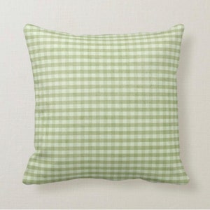 Throw Pillow, Summer, Shabby Chic, Green Gingham, Summer Picnic, Green Check, Farmhouse Gingham, Pillow image 2