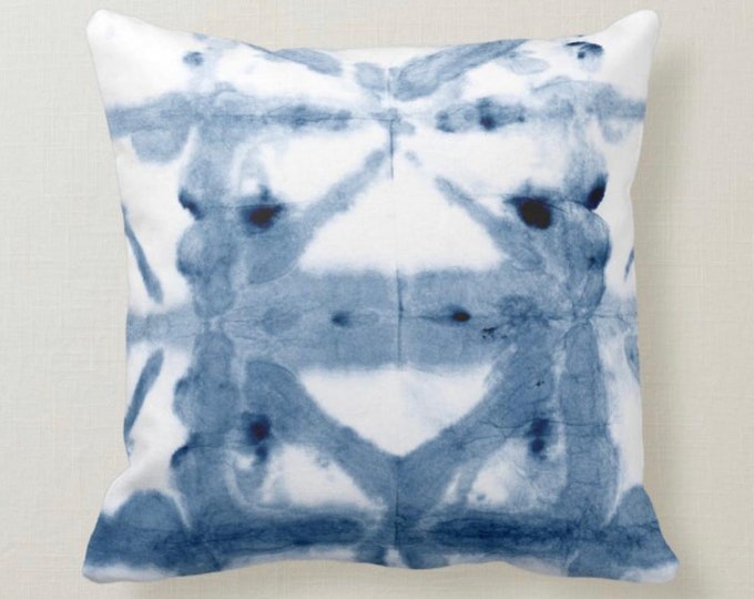 Shibori Design Throw Pillow, Square, Indigo, Boho Home, Boho Pillow, Washable, Size 16 X 16