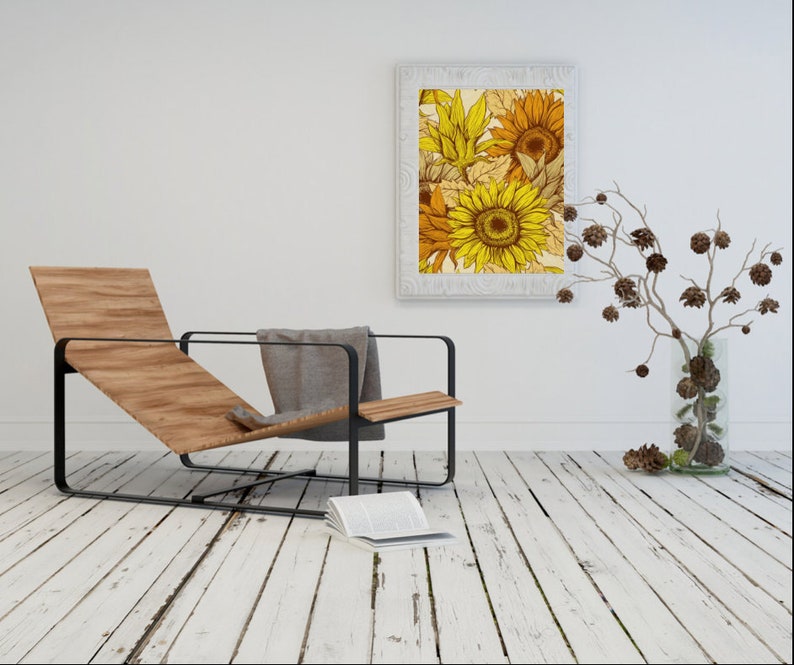 Sunflower Wall Art, Sunflower Print, Poster, Ready to Frame, Sunflower Wall Decor, Sunflower Home Decor, Sunflower Floral Print image 4