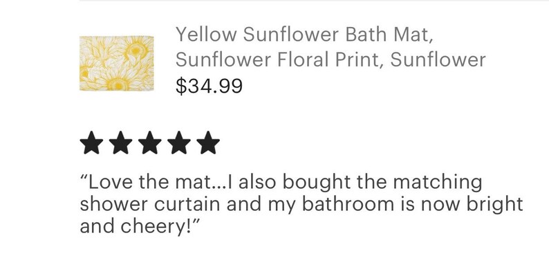 Yellow Sunflower Bath Mat, Sunflower Floral Print, Sunflower Bath Decor, Yellow and White Sunflower Design image 3