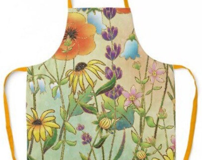 Wildflower Garden Apron, Kitchen Apron, Lightweight Apron, Floral Apron, Wildflower Pattern, Gardener Gift, Wildflower Gift, Hostess Gift