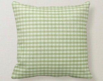 Throw Pillow, Summer, Shabby Chic, Green Gingham, Summer Picnic, Green Check, Farmhouse Gingham, Pillow