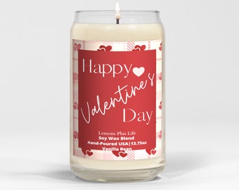 Happy Valentine's Day Candle, Valentine Gift, Message Candle, Hand-Poured Soy Wax 13.75oz Candle, Gift for Her, Candle with Gift Box, Vanill