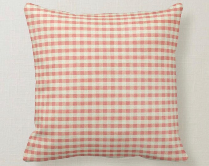 Gingham Pillow, Shabby Chic, Red Gingham, Summer Picnic, Checked, Red and White Check, Throw Pillow