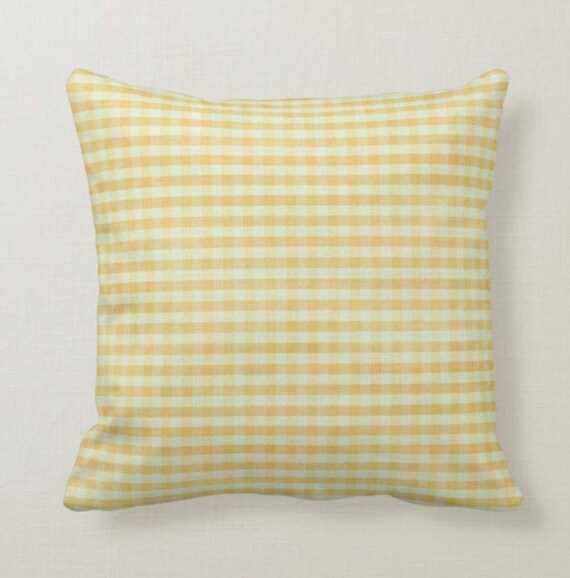 Yellow gingham pillow clearance