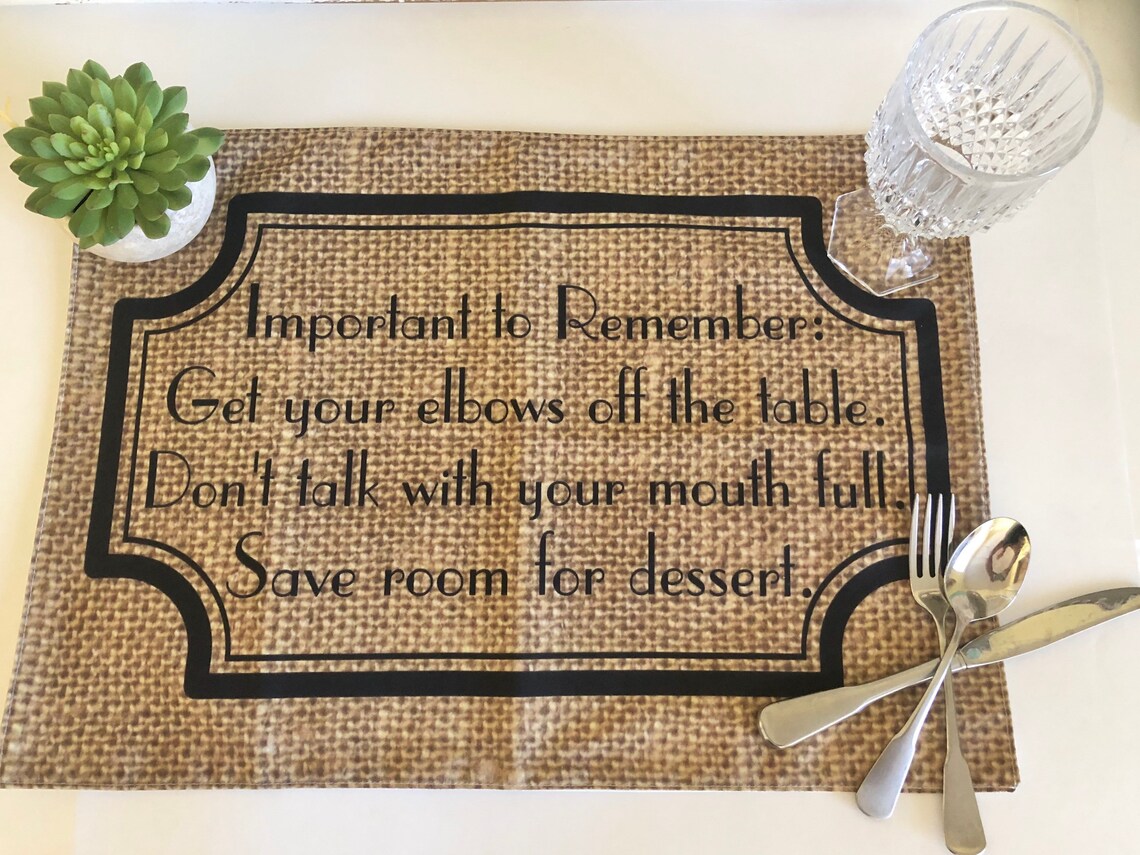 Thanksgiving Table Placemat Set of 4 Cloth Funny Sayings Etsy