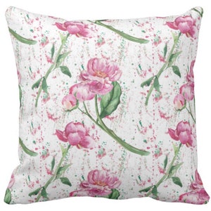 Floral Pillow, Pink Peony, Cottage Garden Peony Pillow image 1