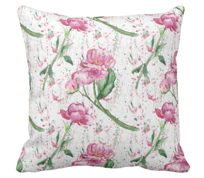 Floral Pillow, Pink Peony, Cottage Garden Peony Pillow image 1