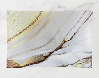 Abstract Glass Tray, Trinket Dish "Sunset" Abstract Design, Spa Bathroom, Elegant Escape