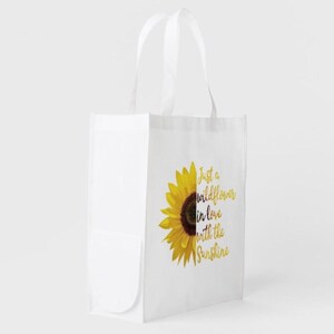 Reusable Shopping Bag Just a Wildflower in Love with Sunshine image 3