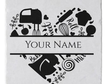Personalize, Trivet, Baking Theme, Your Name, Kitchen Decor, Marble Stone Trivet