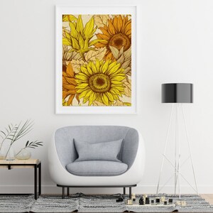 Sunflower Wall Art, Sunflower Print, Poster, Ready to Frame, Sunflower Wall Decor, Sunflower Home Decor, Sunflower Floral Print image 6