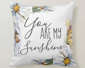 Daisy Throw Pillow "You Are My Sunshine"  Blue Polka-Dots, "daisy" Floral Pillow