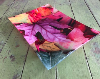 Decorative Tray, Glass Tray, Serving Tray, Home Decor, Tray, Colorful Leaves, Christmas Decor, Home Decor, Serving Tray, Bath Tray