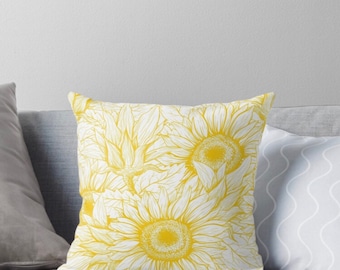 Sunflower Pillow, Pillow and Insert, 16 X 16, Totally Washable, Sunflower Home Decor, Front Porch Pillow, Floral Pillow