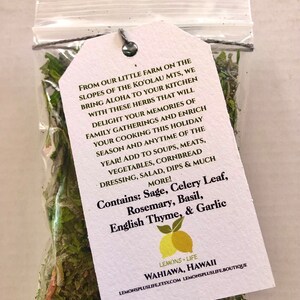 Thanksgiving Meal, Dried Herb Mix, Herb Gift, Sage, Celery Leaf, Rosemary, Basil, English Thyme, Garlic, Christmas Gift, Cooking Gift image 2