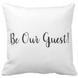 Charming Be Our Guest Black & White Throw Pillow image 1