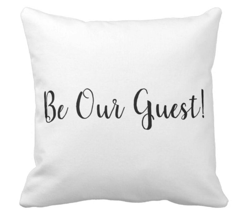 Charming Be Our Guest Black & White Throw Pillow image 1