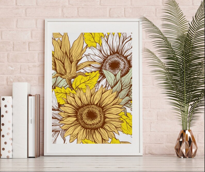 Sunflower Wall Art Sunflower Print Poster Ready to Frame image 1