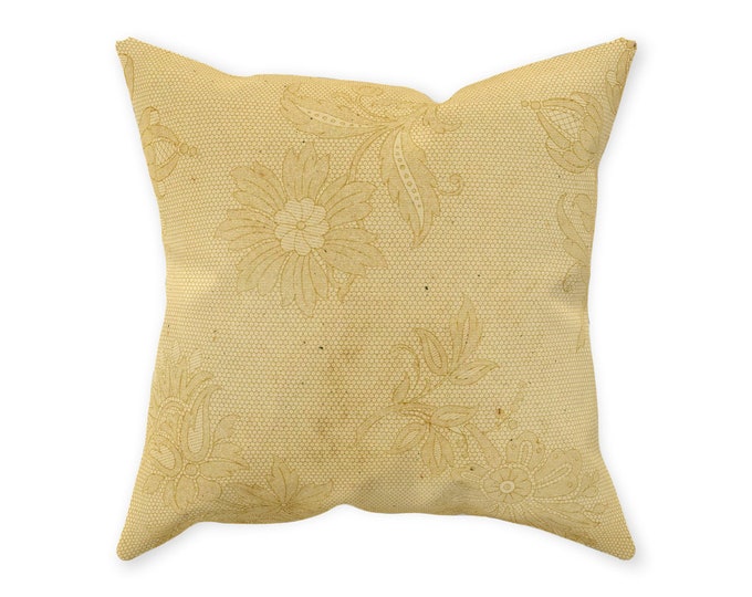 Throw Pillow, Tan, Sunflower Vintage Design