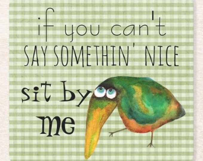 Porch Coasters, Paper Coasters, if you can't say somethin' nice sit by me, Watercolor Crow, Porch Decor Idea,  Funny Party Coaster, Set of 6