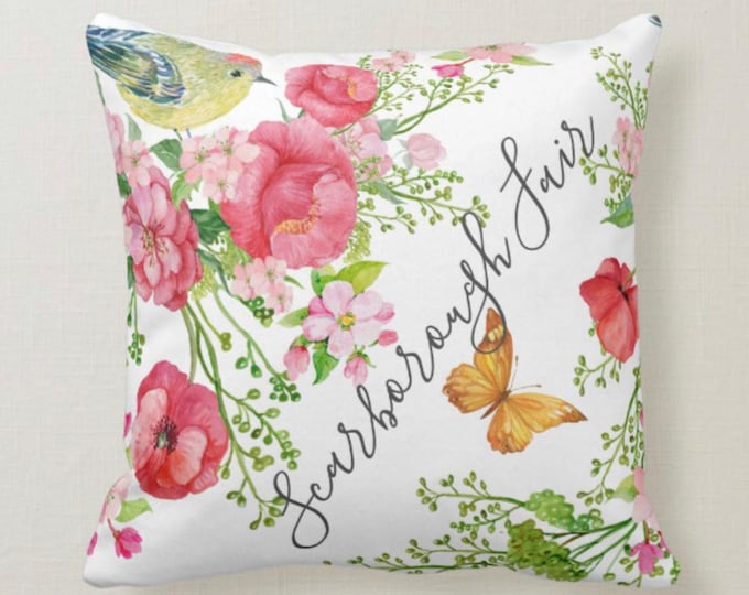 Throw Pillow, Red Poppy, Wildflower Garden, Scarborough Fair