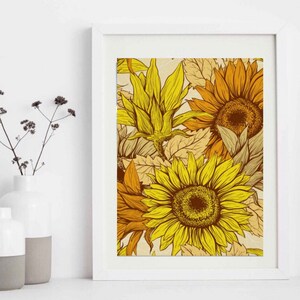 Sunflower Wall Art, Sunflower Print, Poster, Ready to Frame, Sunflower Wall Decor, Sunflower Home Decor, Sunflower Floral Print image 10