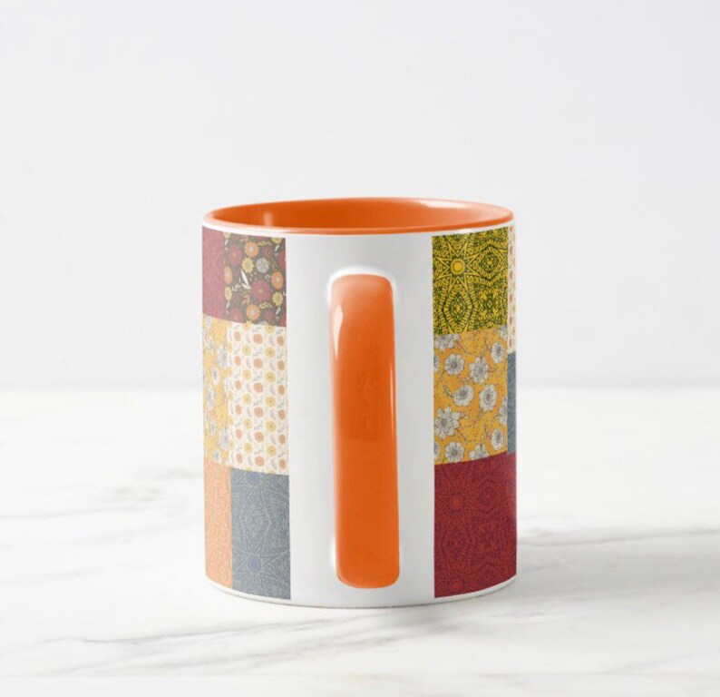 Fall Mug, Quilted Pattern, Cozy Mug, Gift for Her, Autumn Quilt Mug, Fall Kitchen Gift, Fall Hostess Gift, Stocking Stuffer Mug, Gift Mug image 7
