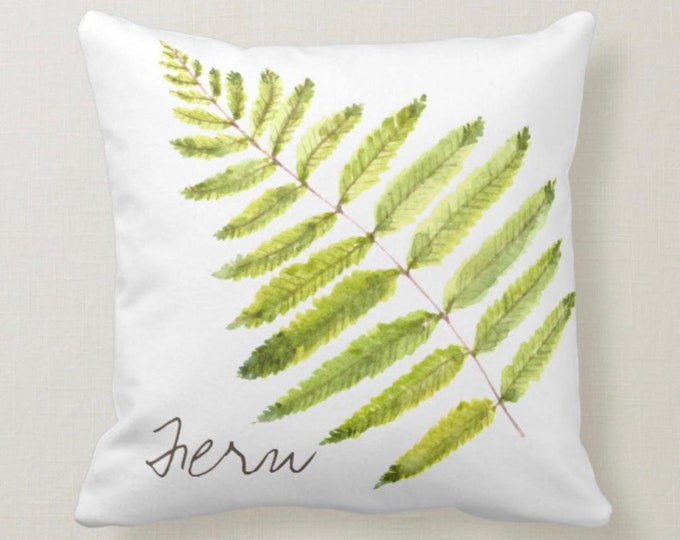 Green Fern White Throw Pillow "Shady Lover"