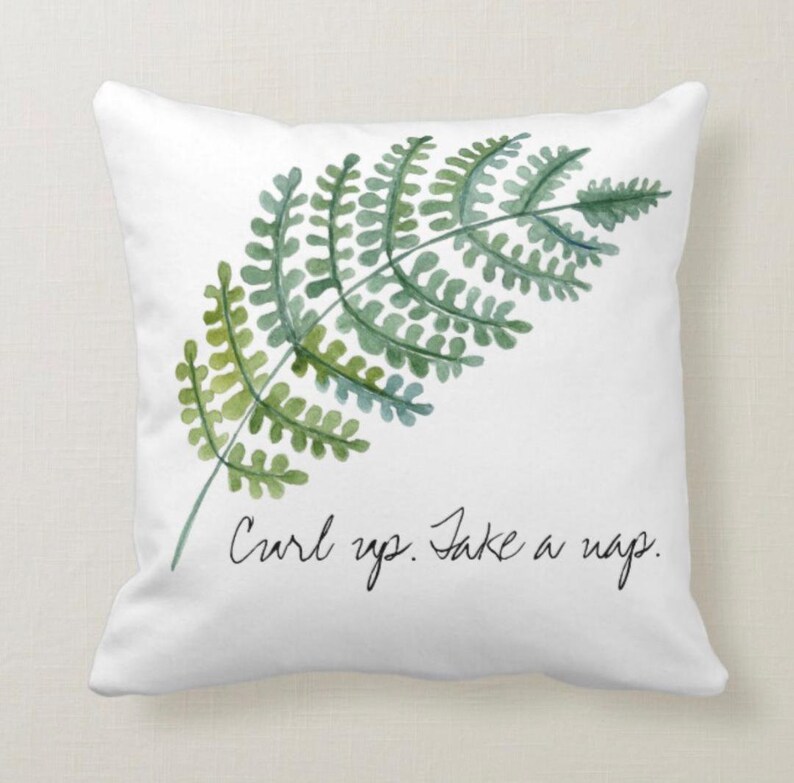 Woodland Fern Wreath White Throw Pillow Unwind image 2