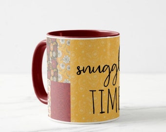 Taza de otoño, Patrón acolchado, Tiempo de acurrucarse, Regalo para ella, Edredón de otoño, Regalo de cocina de otoño, Regalo de anfitriona de otoño, Taza de relleno de medias, Taza de regalo