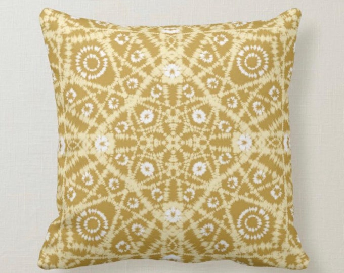 Tie Dye Throw Pillow, Golden Tan, Pillow and Insert, Boho Pillow, 16 X 16, Totally Washable