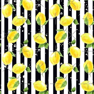 Coaster Set of 4, Zesty, Yellow Lemons, Black & White Stripe, Lemon and Stripe, Coaster Set image 5