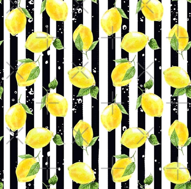 Coaster Set of 4, Zesty, Yellow Lemons, Black & White Stripe, Lemon and Stripe, Coaster Set image 5