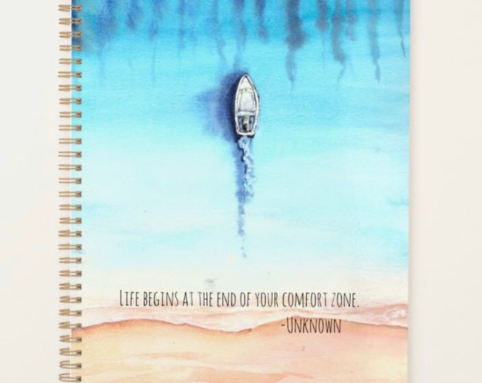 Ocean Daily Planner, Ocean, Boat "Life Begins at the End of Your Comfort Zone", Back to School, Office, Inspirational Planner, Ocean Journal