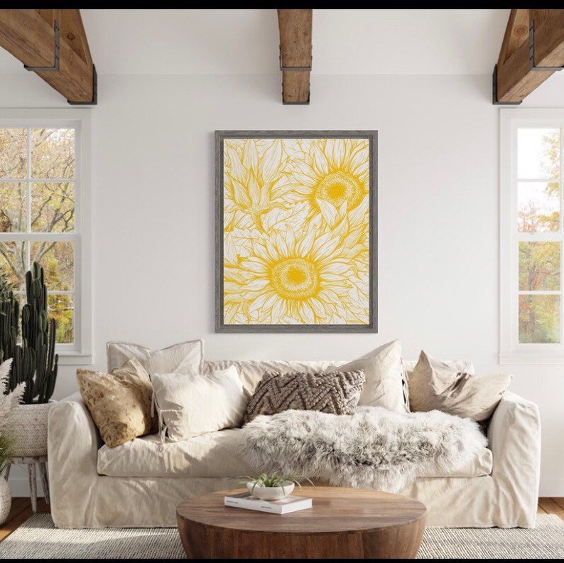 Sunflower Wall Art, Sunflower Print, Sunflower Poster, Ready to Frame, Sunflower Wall Decor, Sunflower Decor Wall, Sunflower Floral Print 24 X 36 inches