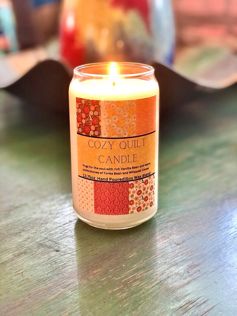 Autumn Candle, Cozy Quilt Candle, Vanilla Bean, Candle and Gift Box, Fall Candle Gift, Holiday Candle, Hostess Gift Candle, Stocking Stuffer image 9