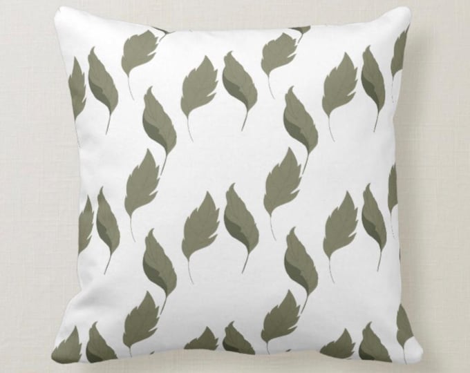 Minimalist, Falling Leaves, Gray & White, Throw Pillow