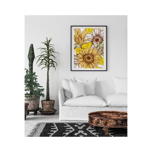 Sunflower Wall Art, Sunflower Print, Poster, Ready to Frame, Sunflower Wall Decor, Sunflower Home Decor, Sunflower Floral Print image 6