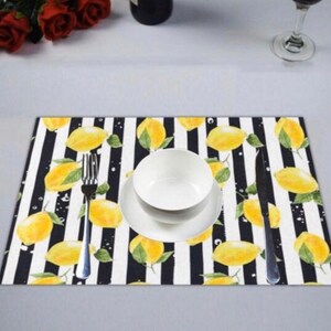 Lemons Marble Trivet, Yellow Lemon with Black Stripe, Lemon Kitchen Decor image 5