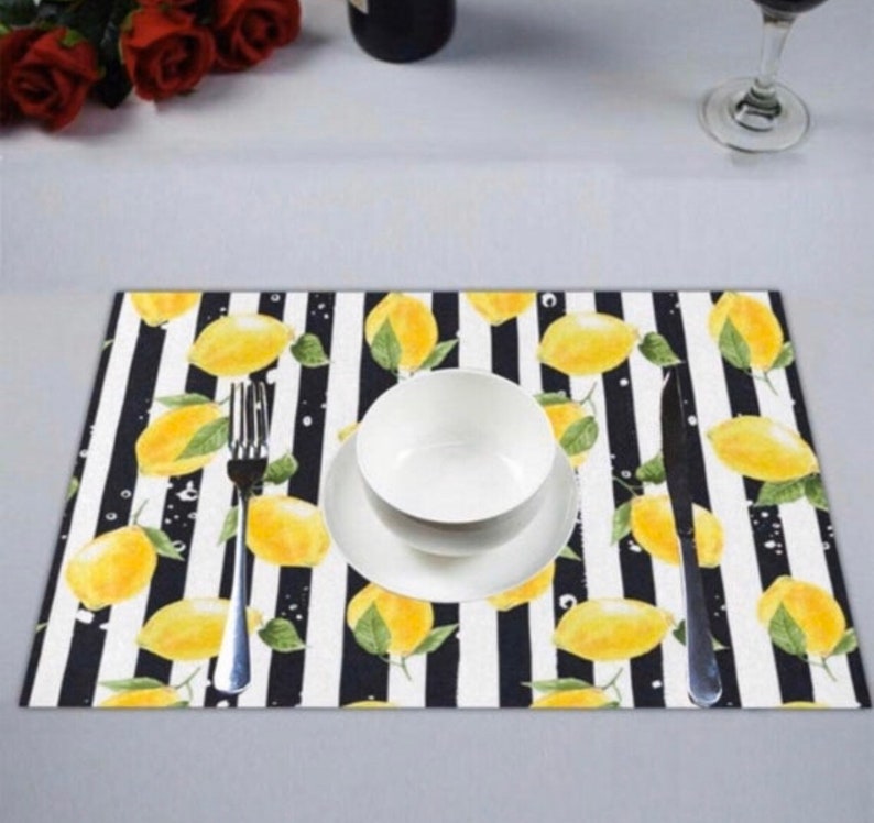 Lemons Marble Trivet, Yellow Lemon with Black Stripe, Lemon Kitchen Decor image 5