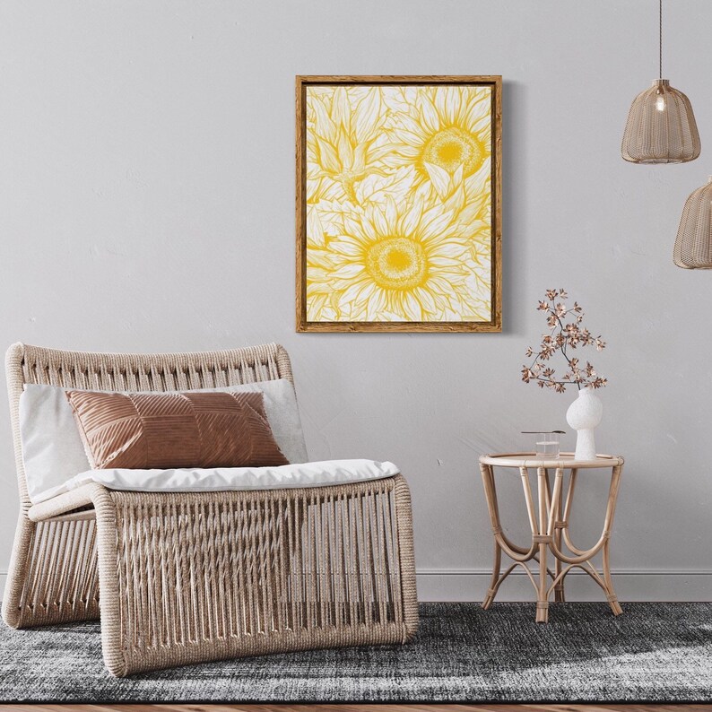 Sunflower Wall Art, Sunflower Print, Sunflower Poster, Ready to Frame, Sunflower Wall Decor, Sunflower Decor Wall, Sunflower Floral Print 16 X 20 inches