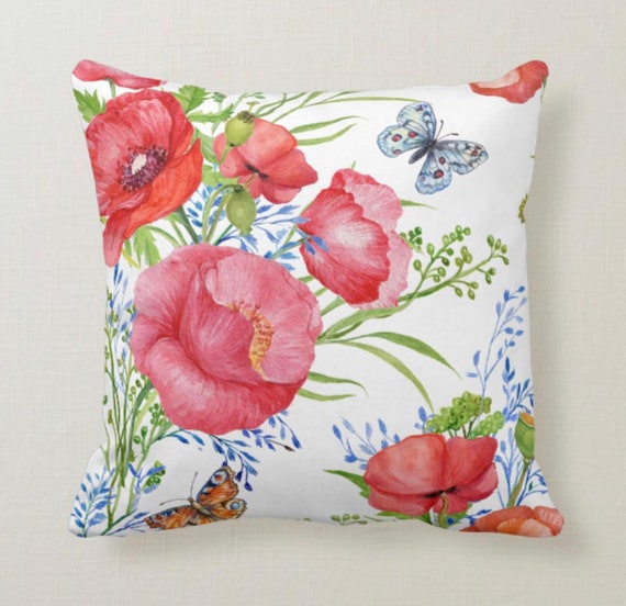 red poppy pillows