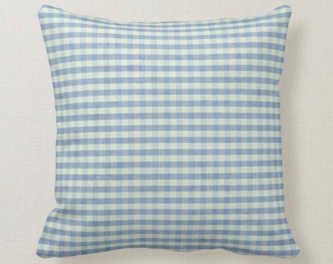 Gingham Throw Pillow, Shabby Chic, Blue Gingham, Picnic Check, Blue Pillow, Summer, Pillow, Pillow and Insert, Zipper Closure, 18 X 18