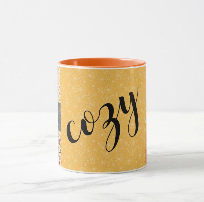 Fall Mug, Quilted Pattern, Cozy Mug, Gift for Her, Autumn Quilt Mug, Fall Kitchen Gift, Fall Hostess Gift, Stocking Stuffer Mug, Gift Mug image 3