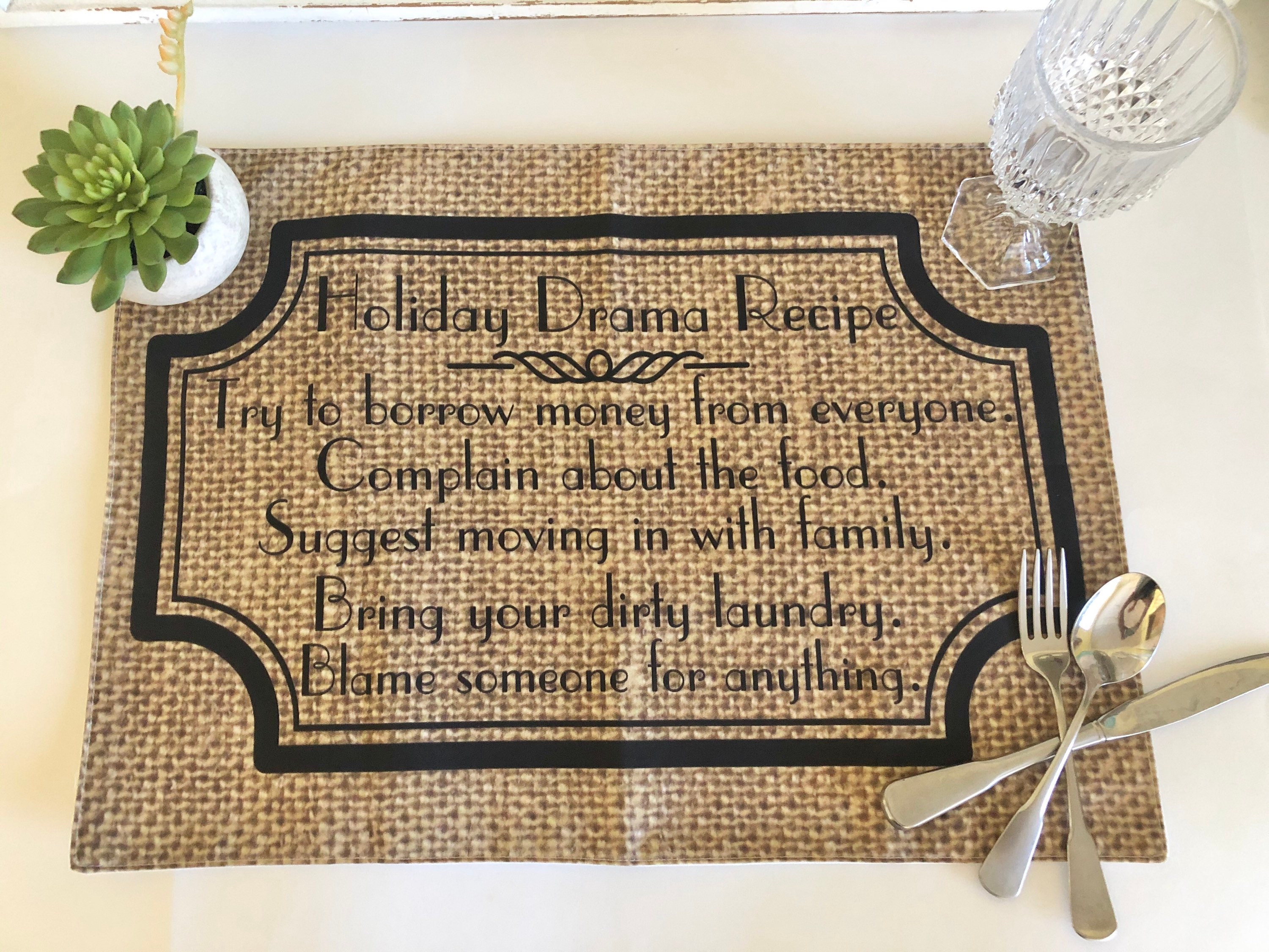 Thanksgiving Table Placemat Set of 4 Cloth Funny Sayings Etsy